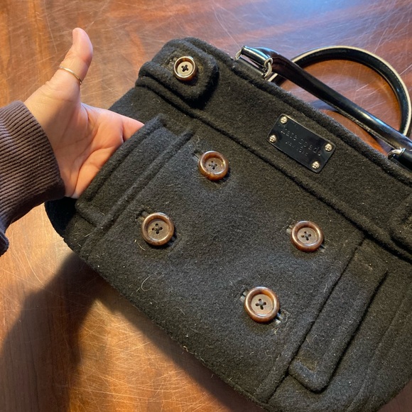 Kate Spade Black Wool Satchel with Button Accents - Picture 7 of 7